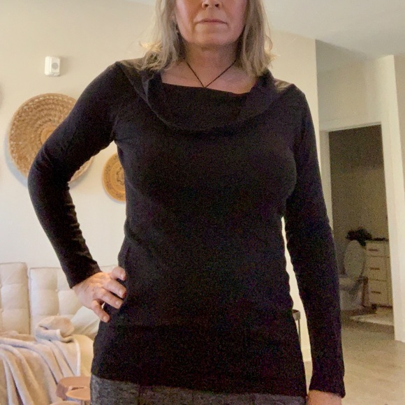 Ann Taylor Stretch Knit Cowl Neck Sweater Black M - Picture 2 of 4